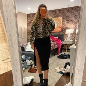 Urban outfitters black midi skirt with slit